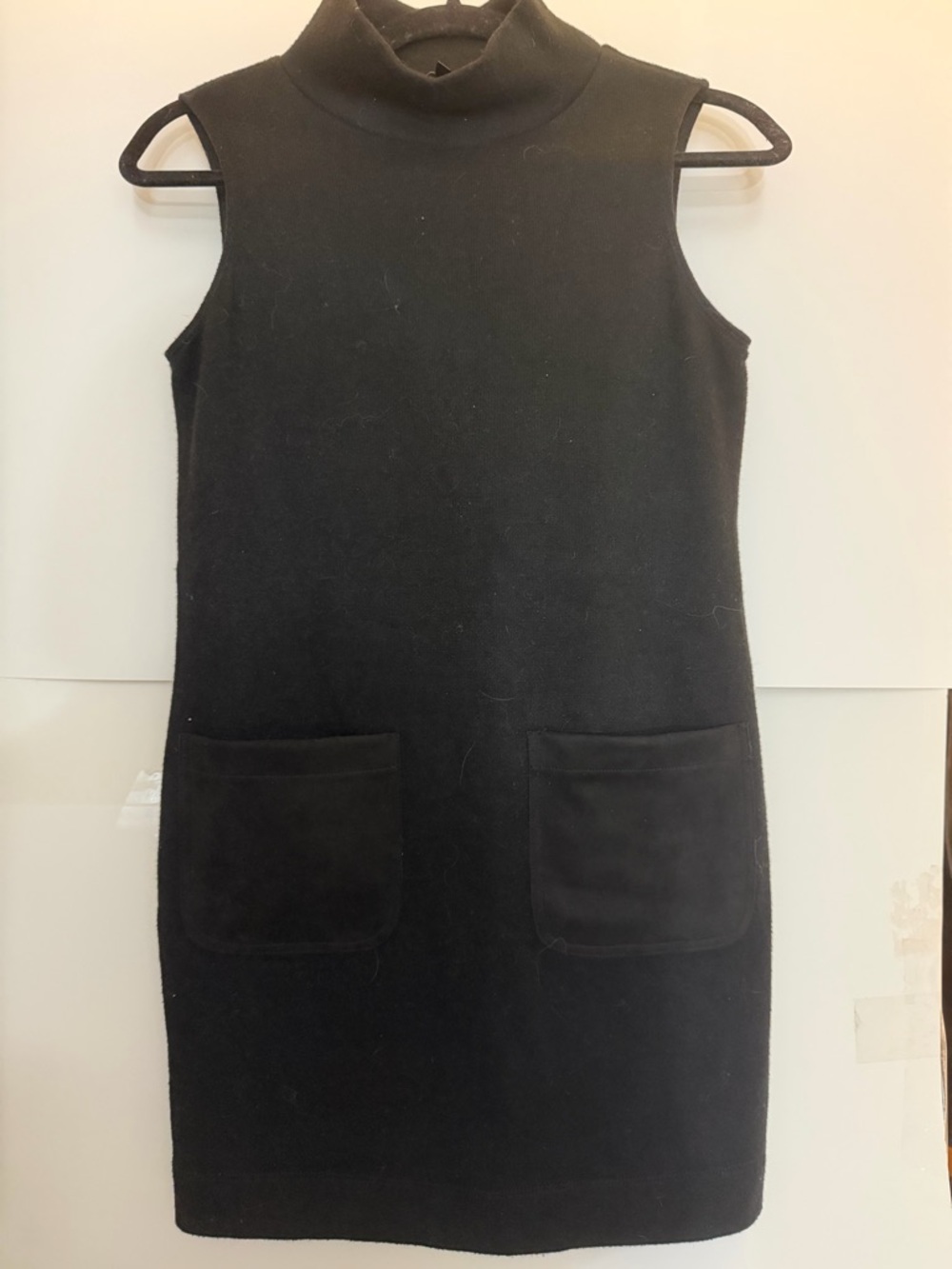 DREW Black Sleeveless Turtleneck Pocket Mini Dress